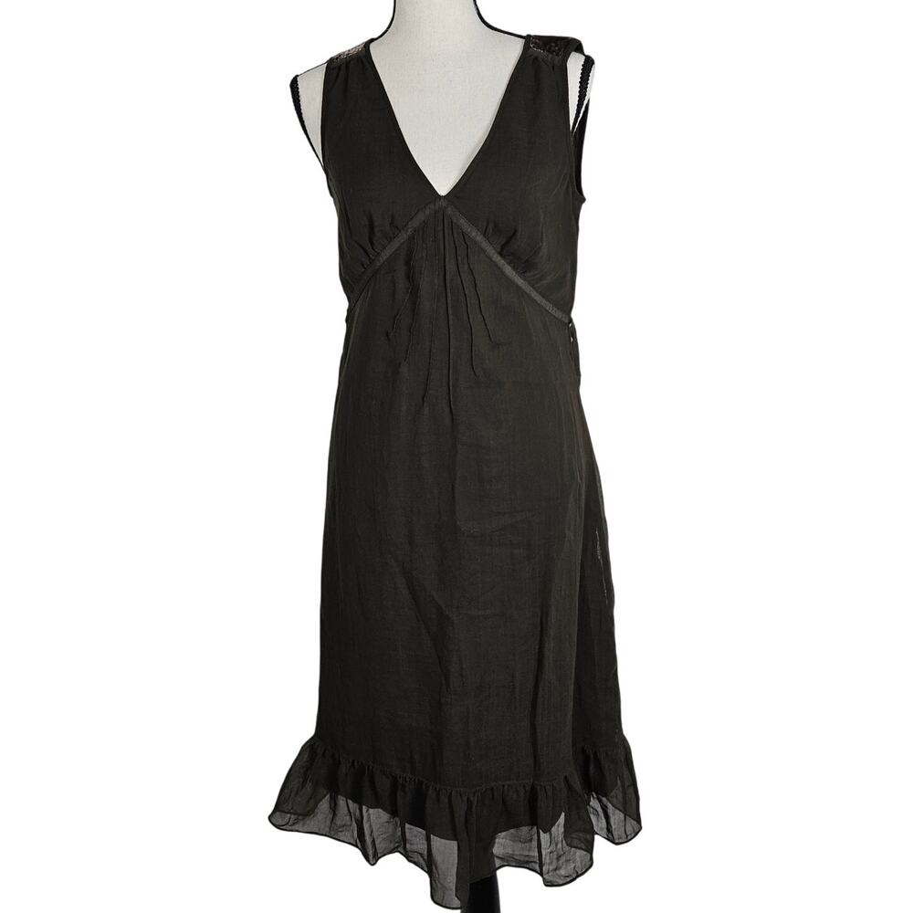 Banana Republic Sleeveless Empire Waist Maxi Dress Ruffle Hem  Sz 2 Sheath Y2K